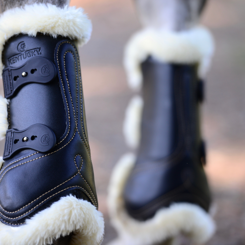 Kentucky Horsewear Sheepskin Leather Tendon Boots Black-2